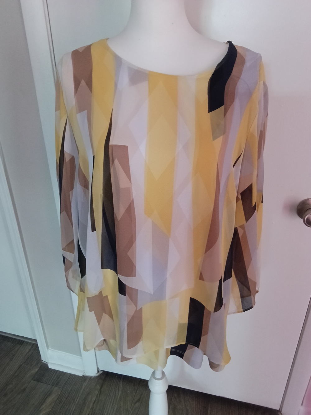 JM Collection Yellow Multi Geometric Print Women's Skirt